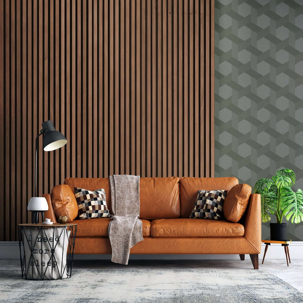 Walnut Acoustic Slat Wall Panel – 600mm x 2400mm – Bathroom Panels Direct