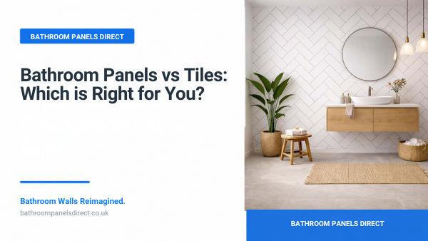 Bathroom panels vs tiles comparison featuring White Herringbone Tile Matt PVC wall panels from Bathroom Panels Direct