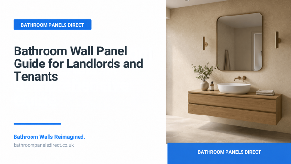 Bathroom wall panels guide for landlords and tenants featuring Beige Concrete Luxury Matt PVC panels from Bathroom Panels Direct