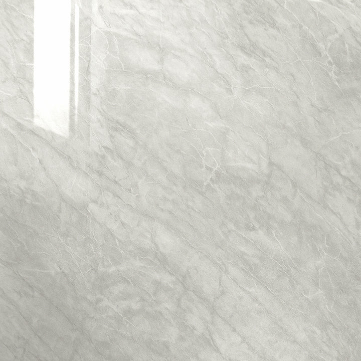 Grey Marble Gloss PVC bathroom wall panel sample showcasing texture and finish. Perfect for waterproof bathroom cladding and tiles.