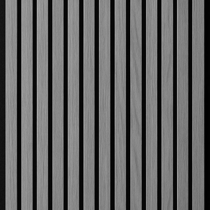 Grey oak acoustic slat wall panel – high-performance wood slat sound-dampening panel for modern interiors. Stylish soundproofing solution for homes, offices, and commercial spaces.