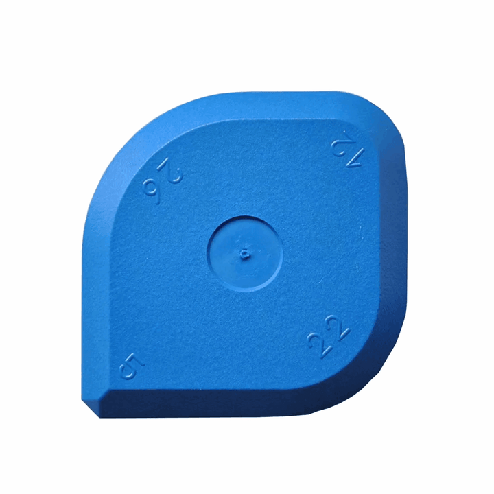 Blue sealant finishing tool from 5-piece set, ideal for bathroom wall panels and shower panels for a professional finish.