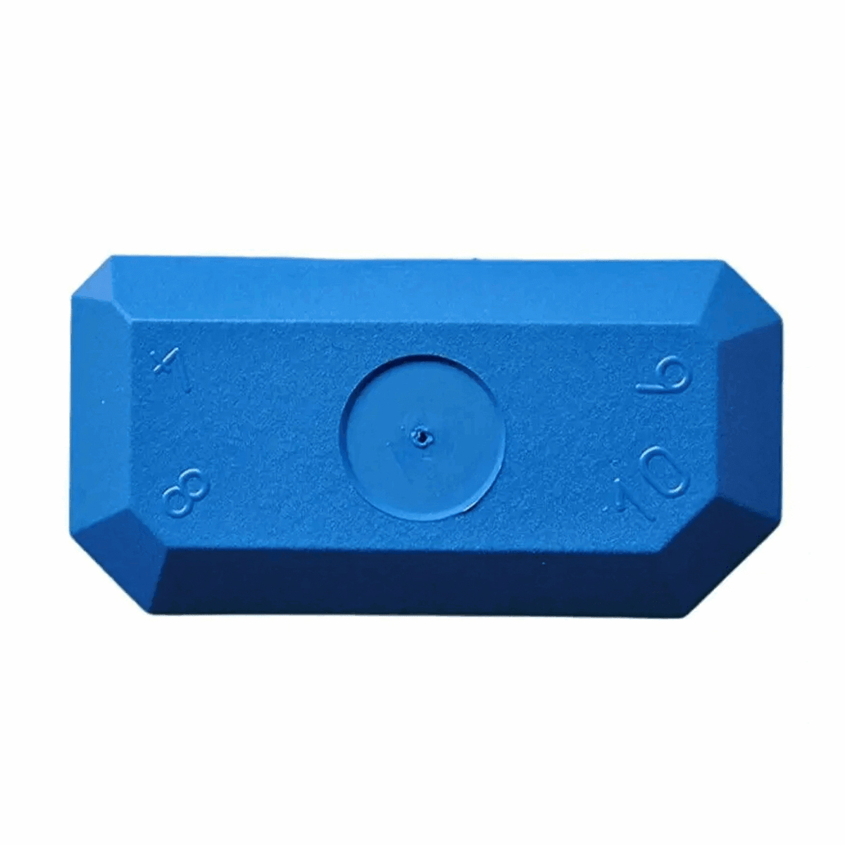 Blue sealant finishing tool from a 5-piece set for bathroom wall panels and tiles