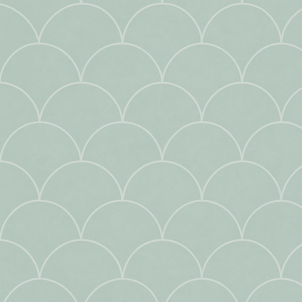 Close up of green mermaid scallop pattern with soft satin surface and gentle texture