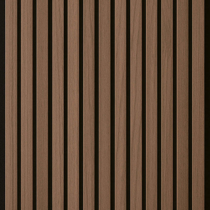 Walnut Acoustic Slat Wall Panel – 600mm x 2400mm – Bathroom Panels Direct