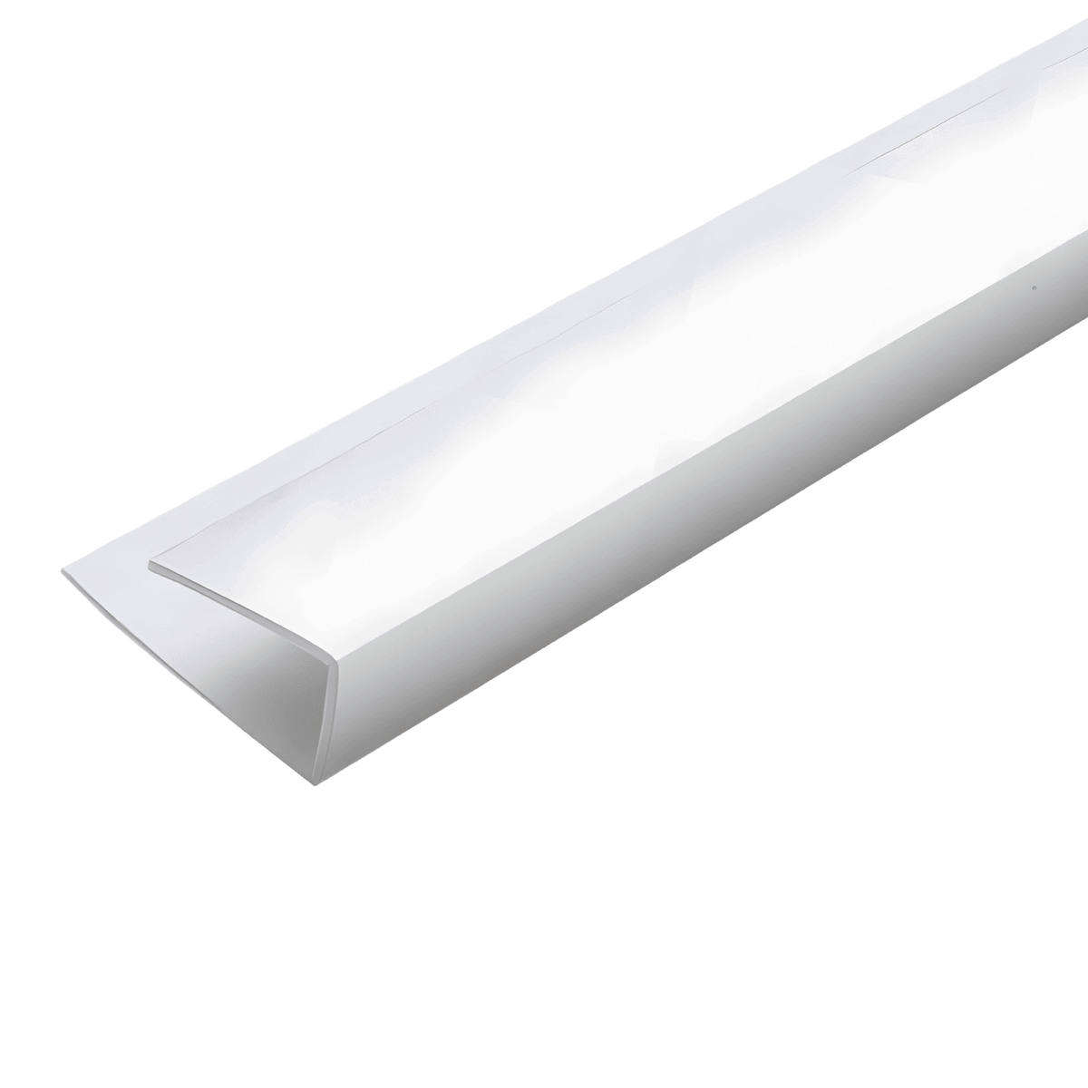 White end cap trim for bathroom panels, perfect for providing a neat, finished edge on exposed panel ends, ensuring a clean and professional look.
