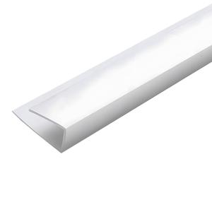 White end cap trim for bathroom panels, perfect for providing a neat, finished edge on exposed panel ends, ensuring a clean and professional look.