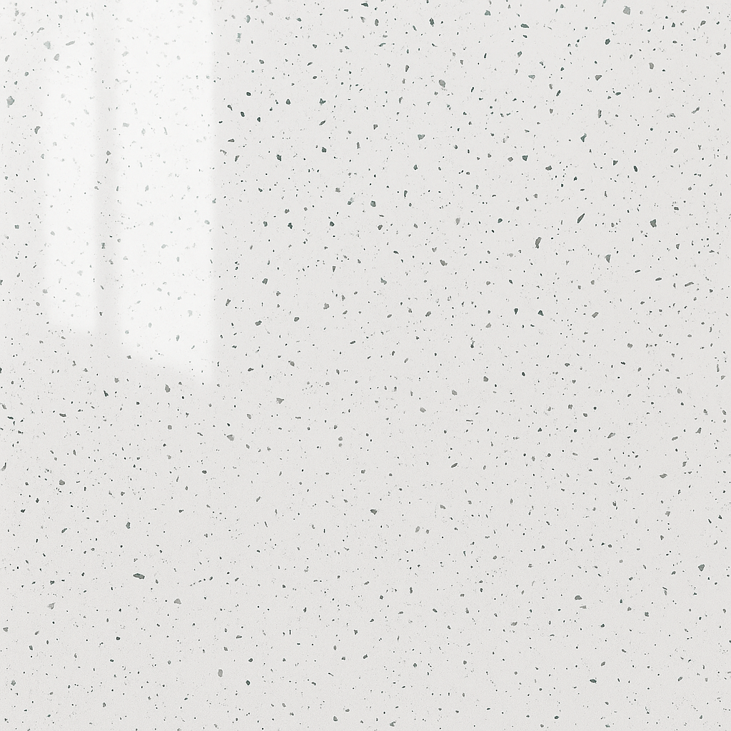 Close-up view of High Gloss White Sparkle PVC Panel showcasing its white background with subtle sparkling specks