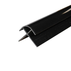 Close-up view of a black external trim, perfect for adding a sleek, modern finish to bathroom panel edges and corners. Ensures a seamless, professional look.
