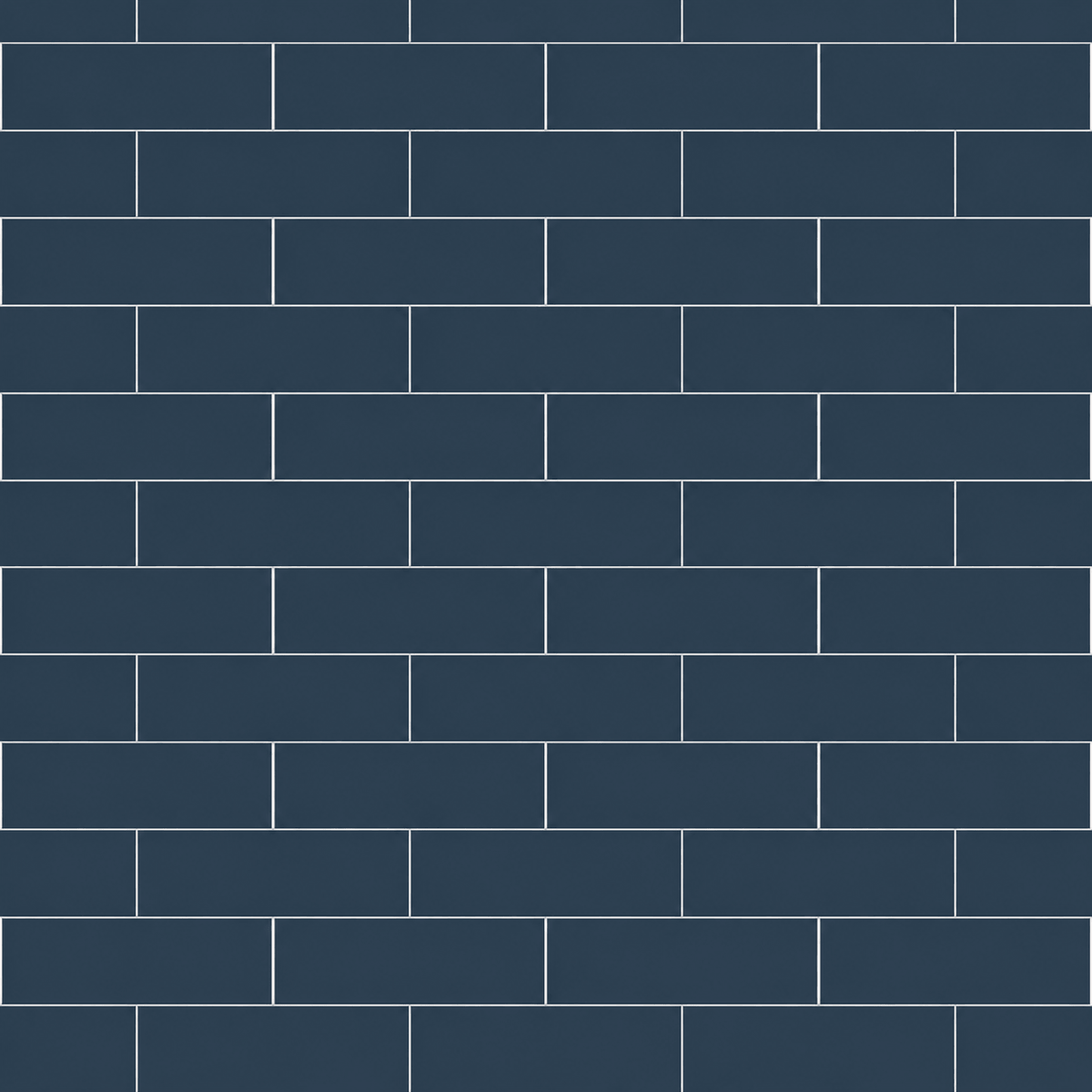 Dark blue subway brick pattern tile texture with thin light gray grout lines.