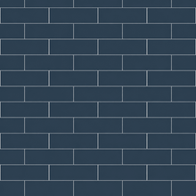 Dark blue subway brick pattern tile texture with thin light gray grout lines.