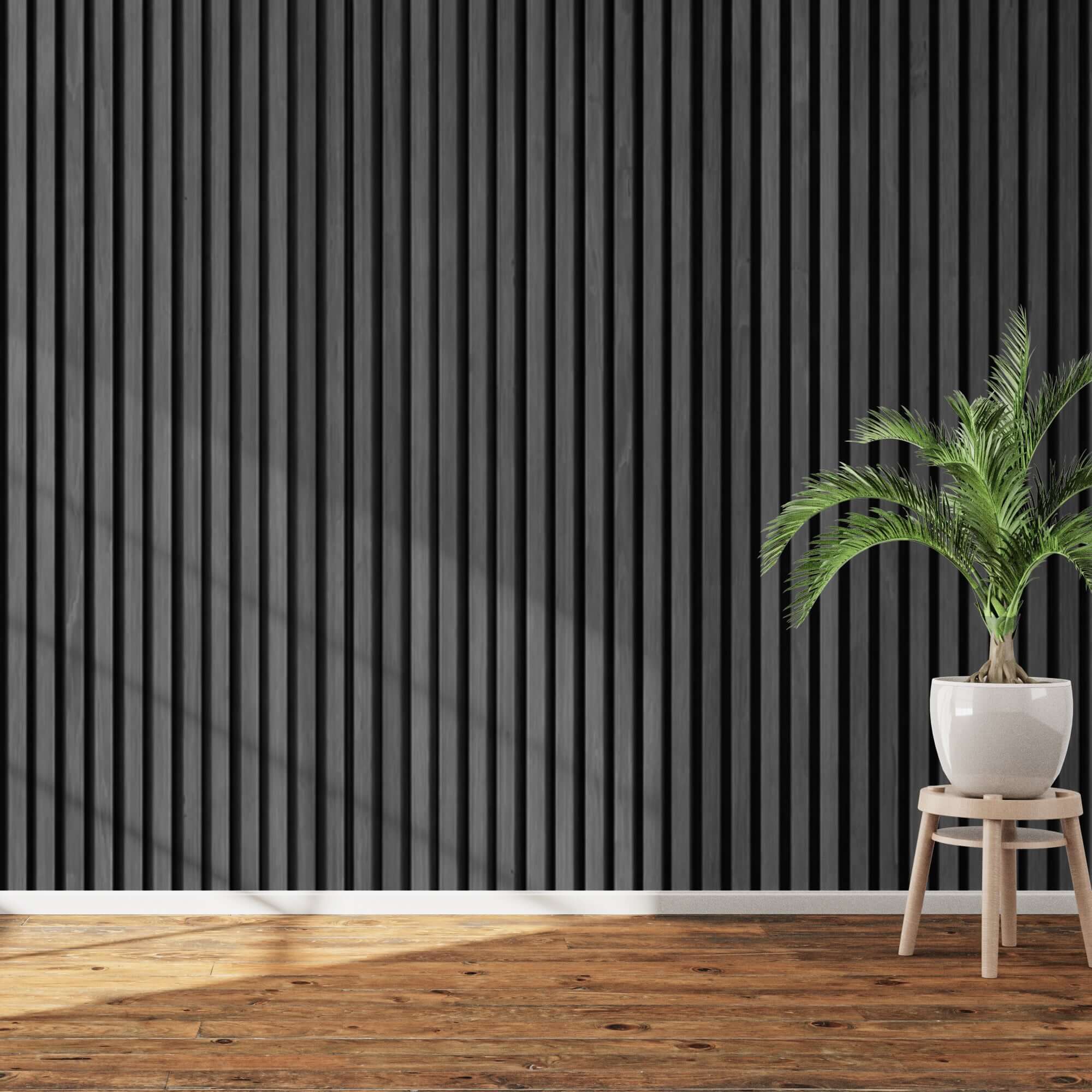 Charcoal Acoustic Slat Wall Panel – 600mm x 2400mm – Bathroom Panels Direct