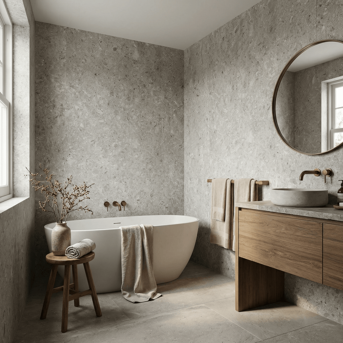 Premium PVC bathroom wall panels in a luxury bathroom setting