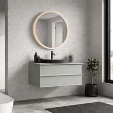 a classic fine terrezzo wall pannel in a mpodern light bathroom